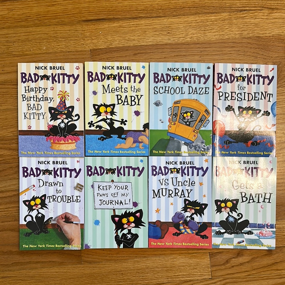 Bad Kitty Book Set (8 Books) by Nick Bruel Bad Kitty - Gently Used, Box Damaged